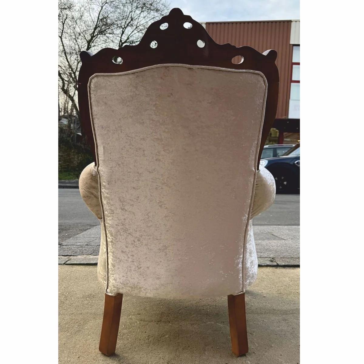 Luxus Barock Wohnzimmer Set Silber / Dunkelbraun - Barockstil Möbel