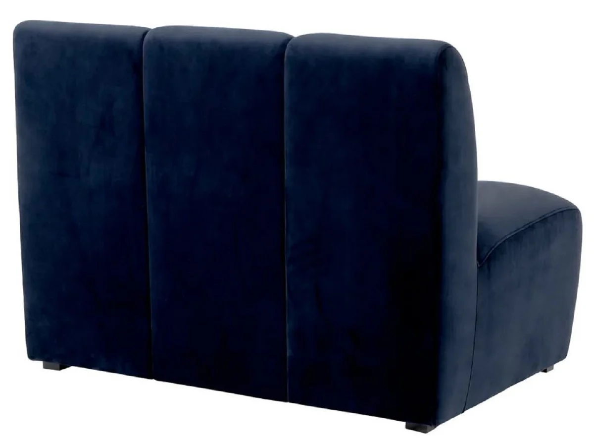 Luxus Samt Sofa Element Mitternachtsblau / Schwarz 108,5 x 94,5 x H. 83 cm - Erweiterbares Wohnzimmer Sofa - Wohnzimmer Möbel - Luxus Möbel