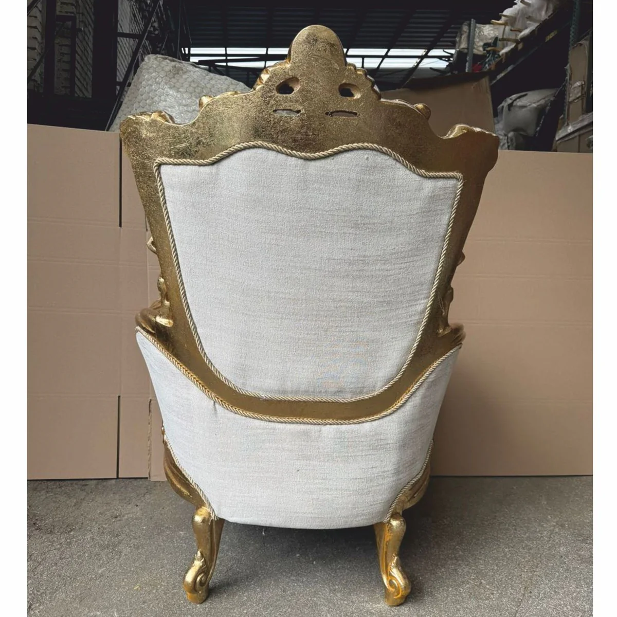 Barock Wohnzimmer Sessel Hellgrau / Gold - Barock Möbel