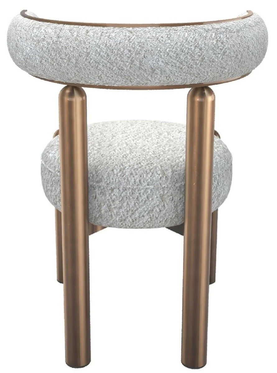 Luxus Esszimmer Stuhl mit gebogener Rückenlehne Weiß / Bronze - Esszimmer Möbel