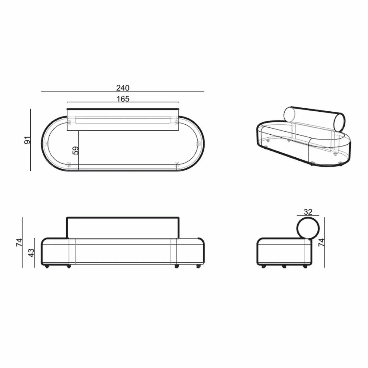 Luxus Sofa Greige 240 cm - Luxus Wohnzimmer & Hotel Möbel
