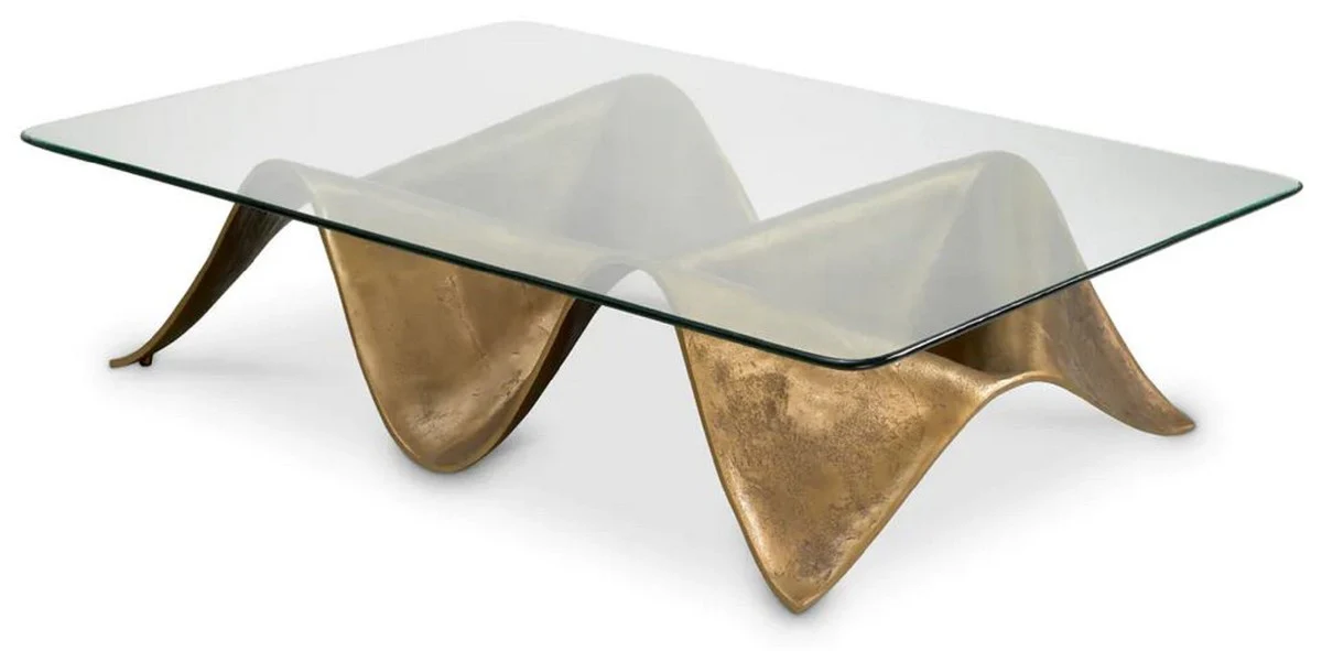 Luxus Aluminium Couchtisch Vintage Messing 140 cm