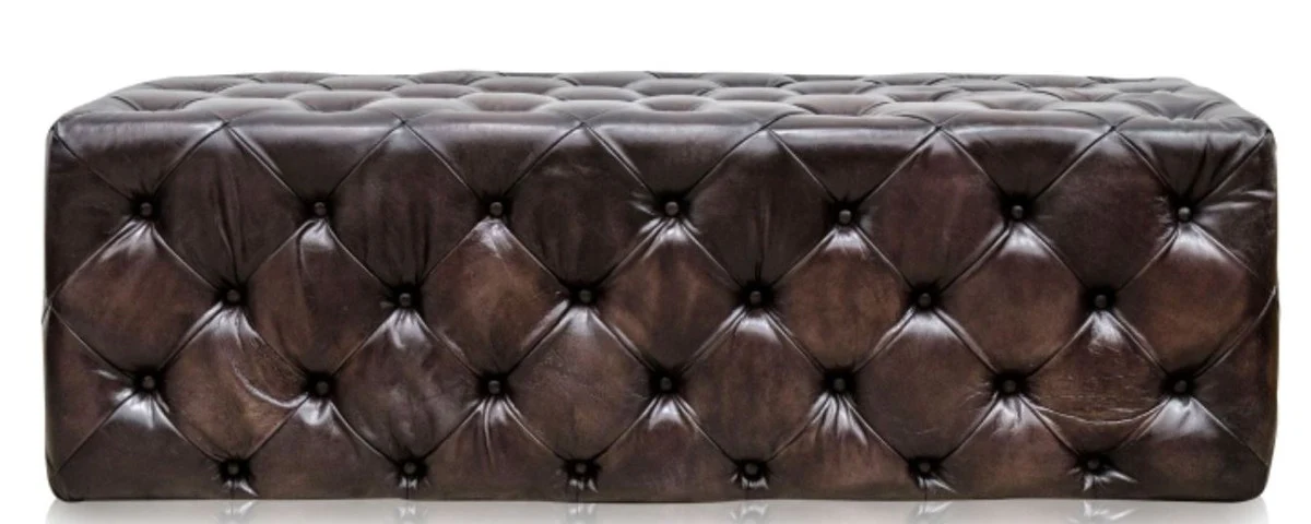 Luxus Chesterfield Echtleder Fußhocker Rotguss 144 x 64 x H. 46 cm - Luxus Möbel