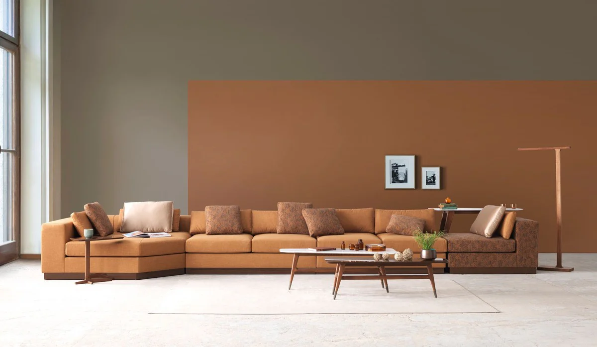 Luxus Ecksofa Hellbraun / Braun / Dunkelbraun 450 x 225 x H. 73 cm - Wohnzimmer Sofa - Wohnzimmer Möbel - Luxus Möbel - Luxus Wohnzimmer Einrichtung