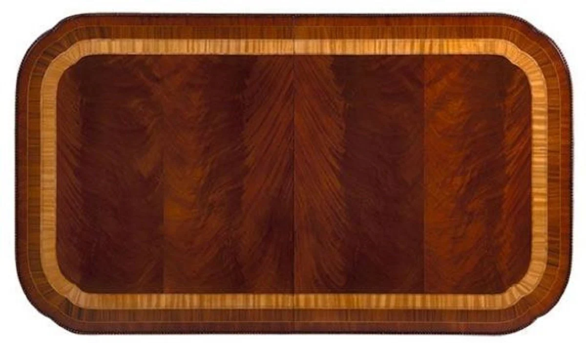 Luxus Jugendstil Esstisch Braun / Dunkelbraun / Gold 212-312 x 115 x H. 77 cm - Ausziehbarer Mahagoni Küchentisch - Esszimmer Möbel