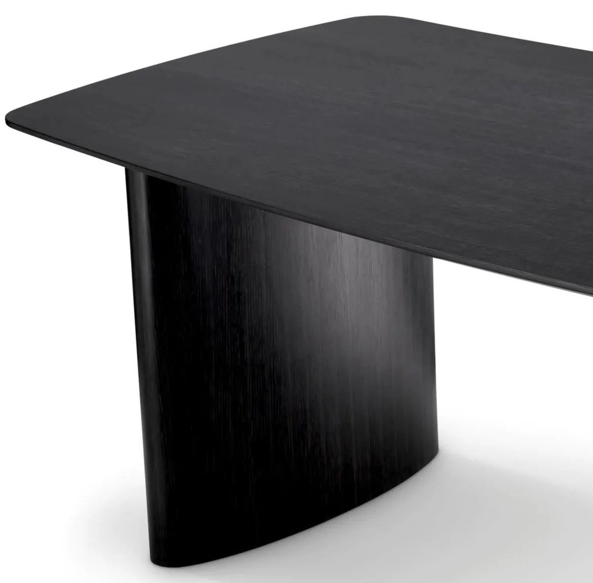 Luxus Esstisch Schwarzgrau 230 x 120 x H. 76,5 cm - Massivholz Küchentisch mit leicht gebogener Tischplatte - Esszimmer Möbel - Küchen Möbel - Luxus Möbel - Luxus Einrichtung