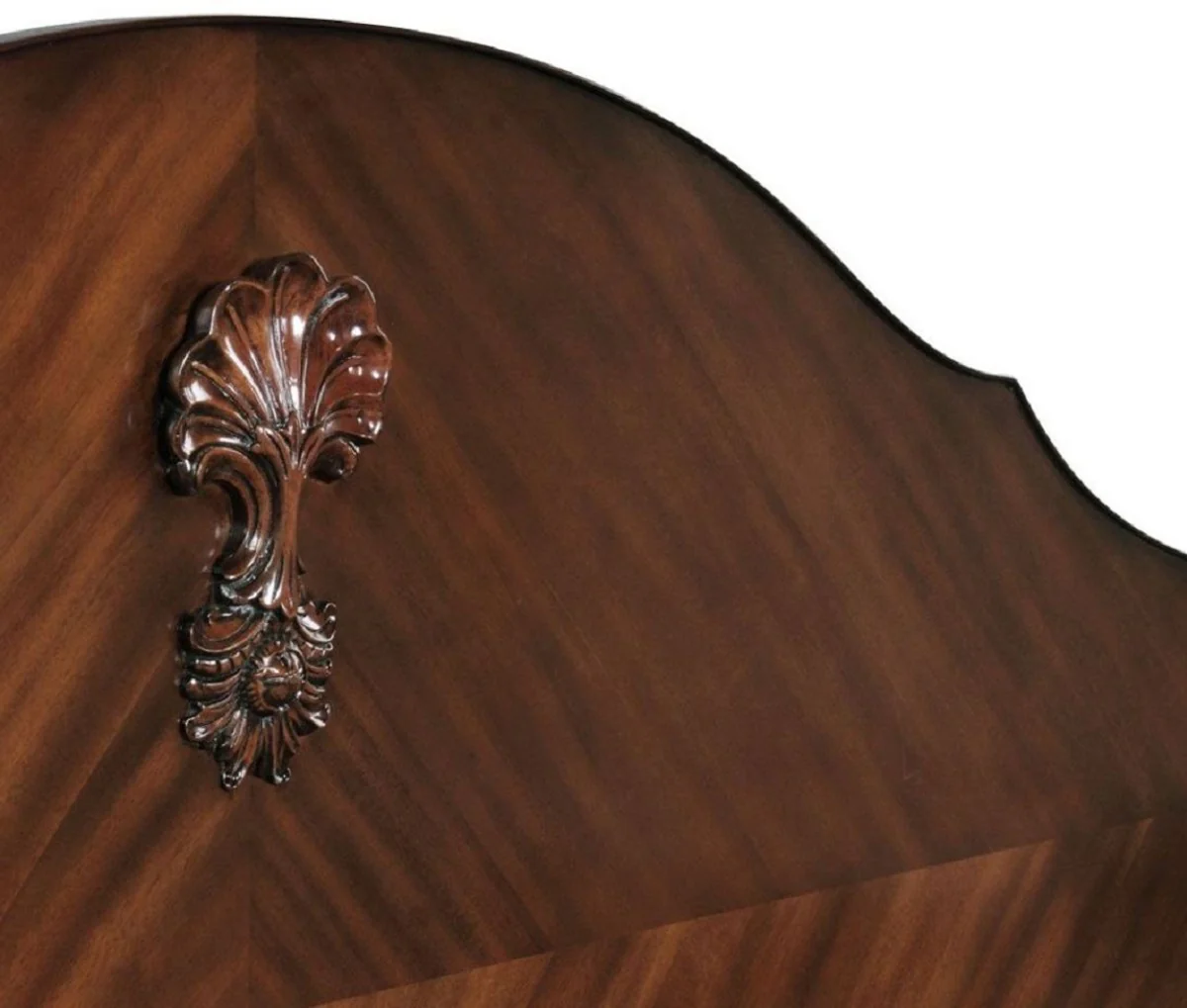 Luxus Barock Doppelbett Dunkelbraun - Handgefertigtes Massivholz Bett - Schlafzimmer Möbel im Barockstil - Edel & Prunkvoll