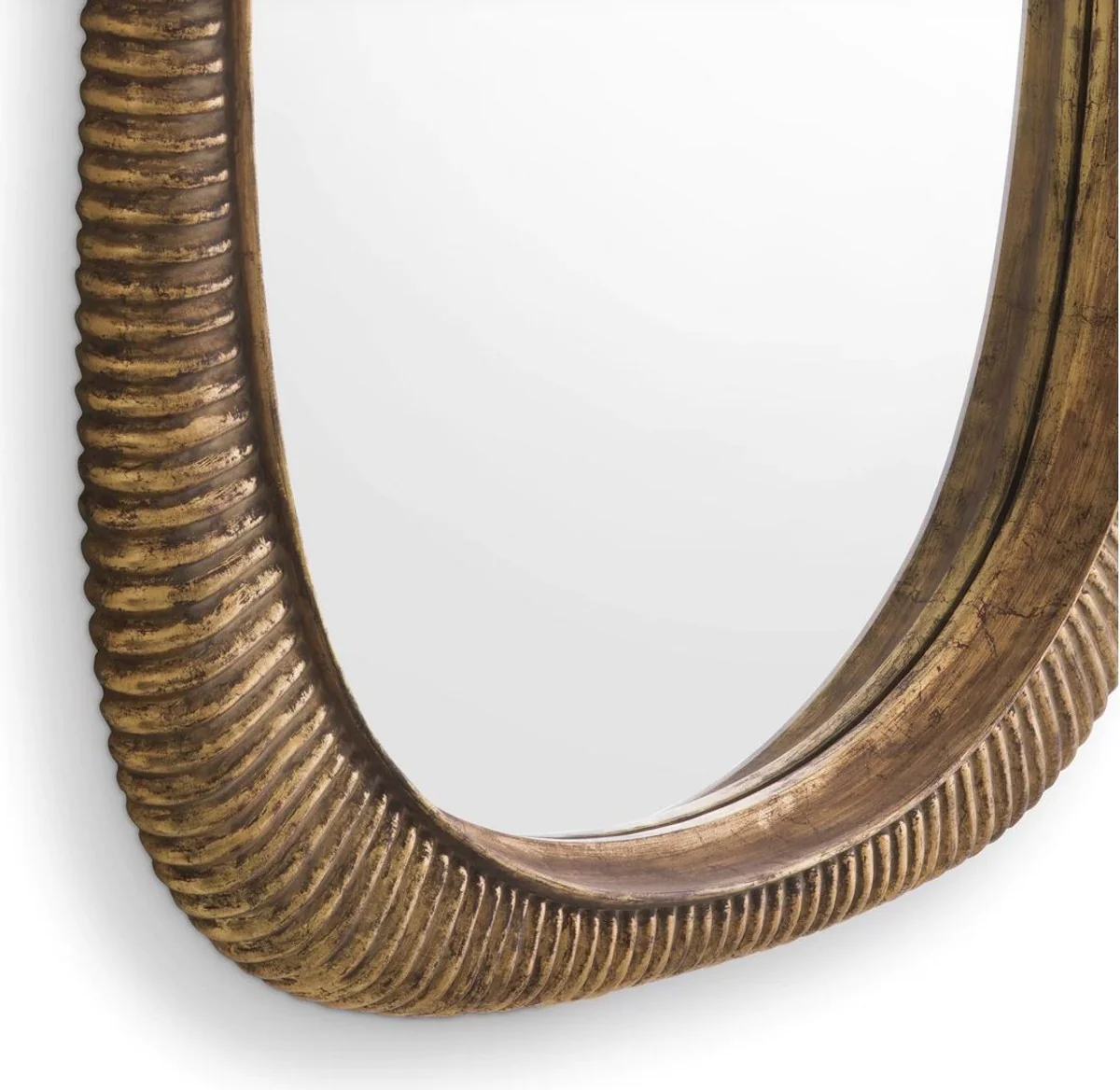 Luxus Spiegel Antik Gold 95 x 6 x H. 142 cm - Mahagoni Wandspiegel - Wohnzimmer Spiegel - Garderobenspiegel - Luxus Kollektion