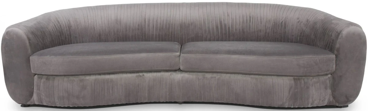 Luxus Samt Couch Grau 250 x 101 x H. 74 cm - Elegantes Wohnzimmer Sofa - Luxus Möbel