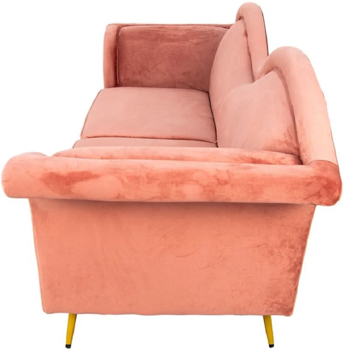 Luxus Designer 3er Sofa Rosa / Gold 215 x 73 x H. 85 cm - Wohnzimmer Sofa - Wohnzimmer Möbel - Luxus Möbel - Designer Möbel - Wohnzimmer Einrichtung - Luxus Einrichtung