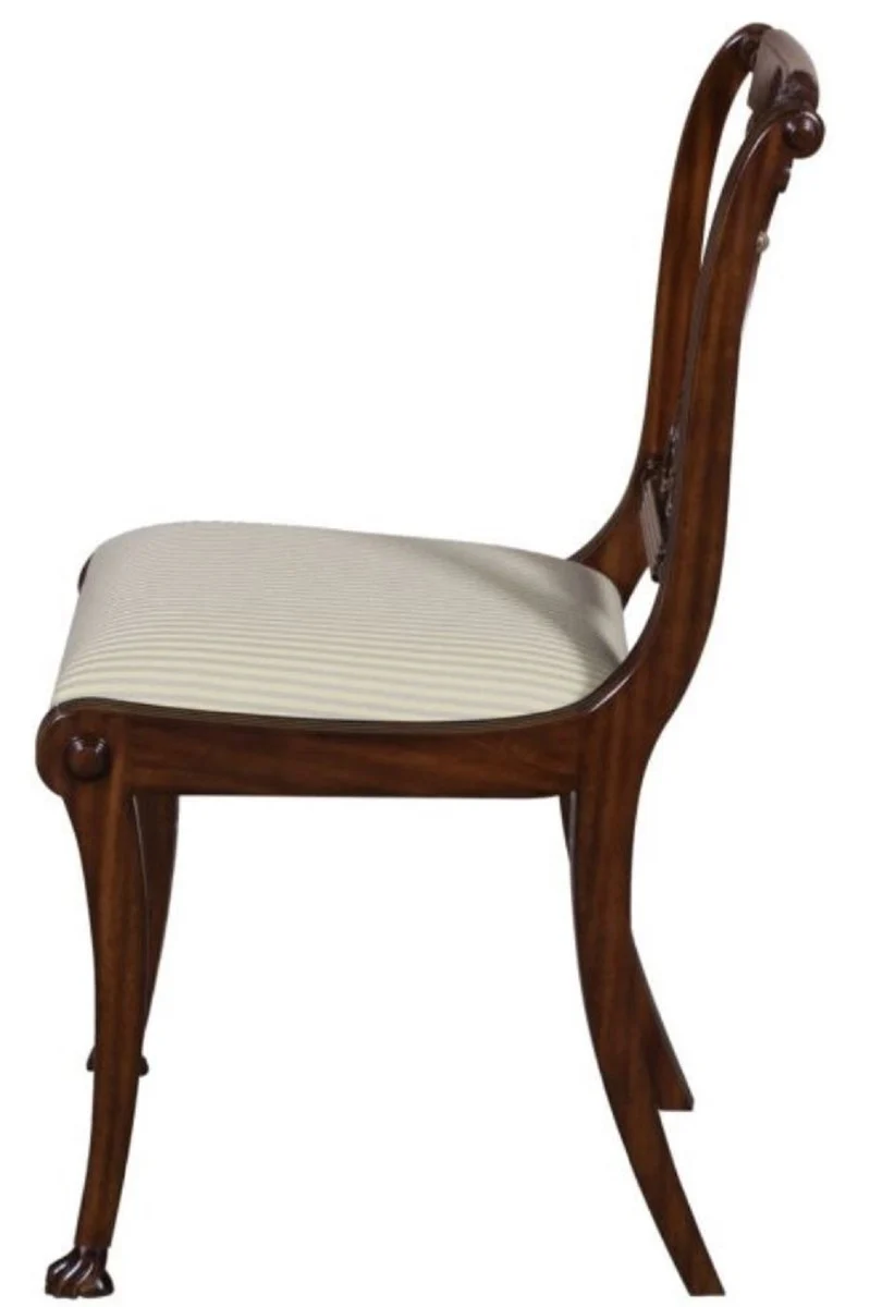 Luxus Barock Esszimmerstuhl Braun / Gold 63 x 51 x H. 104 cm - Esszimmermöbel