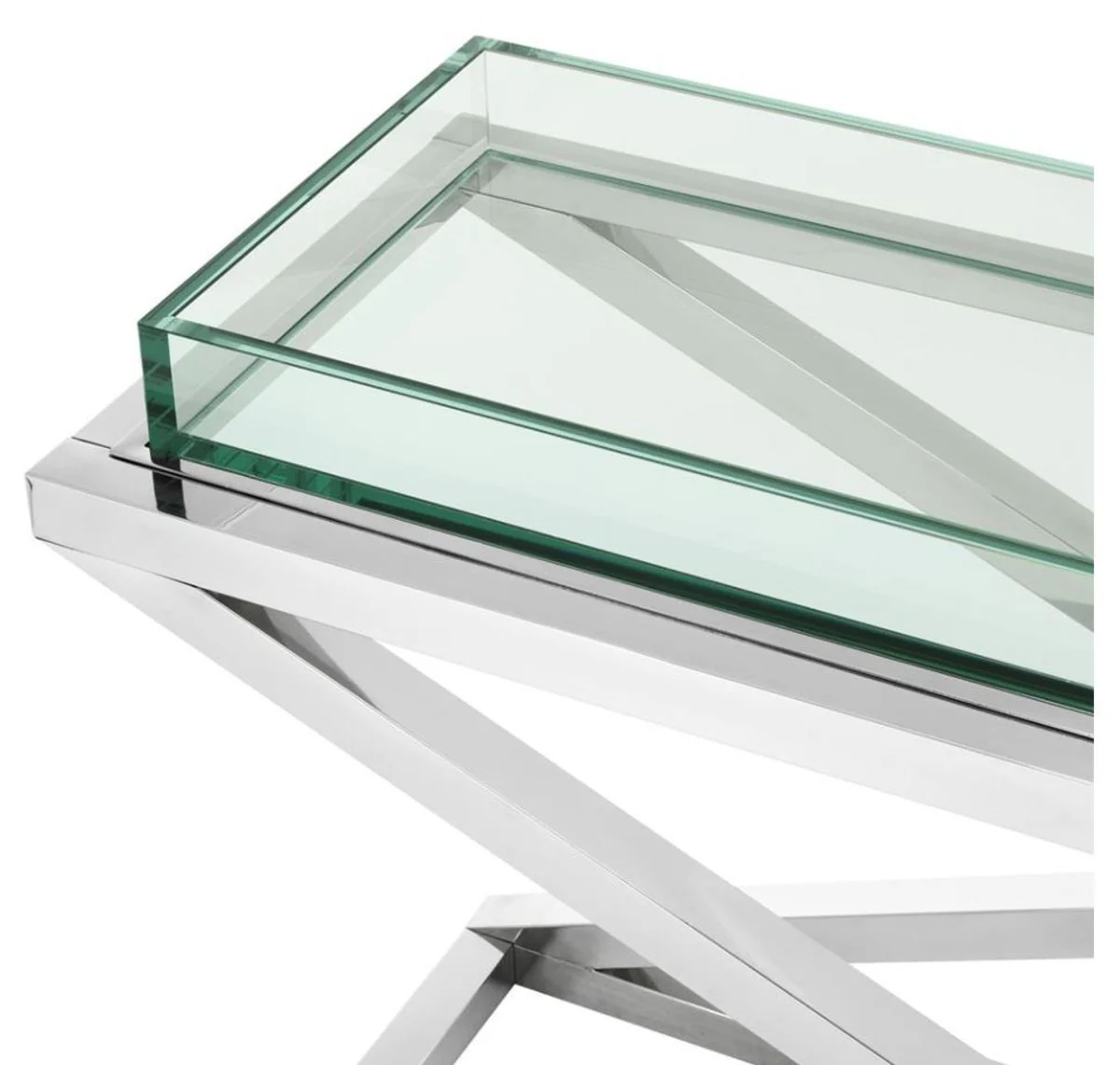 Designer Edelstahl Konsole 150 x 45 x H. 77 cm - Luxus Hotel Möbel