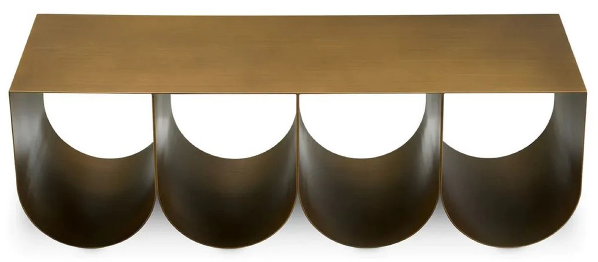 Luxus Couchtisch Messing 120 x 40 x H. 38 cm - Rechteckiger Metall Wohnzimmertisch - Wohnzimmer Möbel - Hotel Möbel - Luxus Metall Möbel