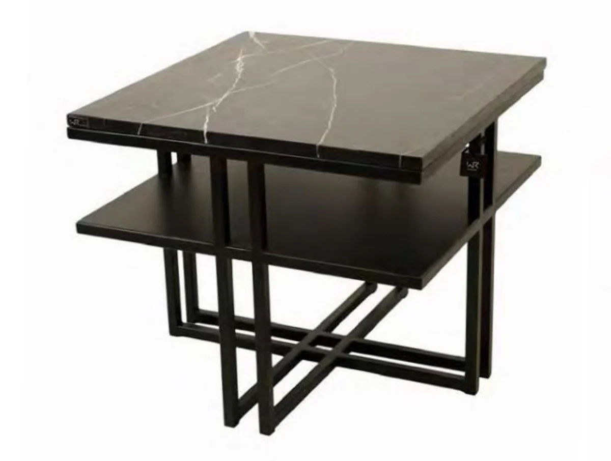 Luxus Beistelltisch Marmor / Gestell Schwarz 60 x 60 x H. 50 cm - Tisch Marmorplatte - Farbe wählbar