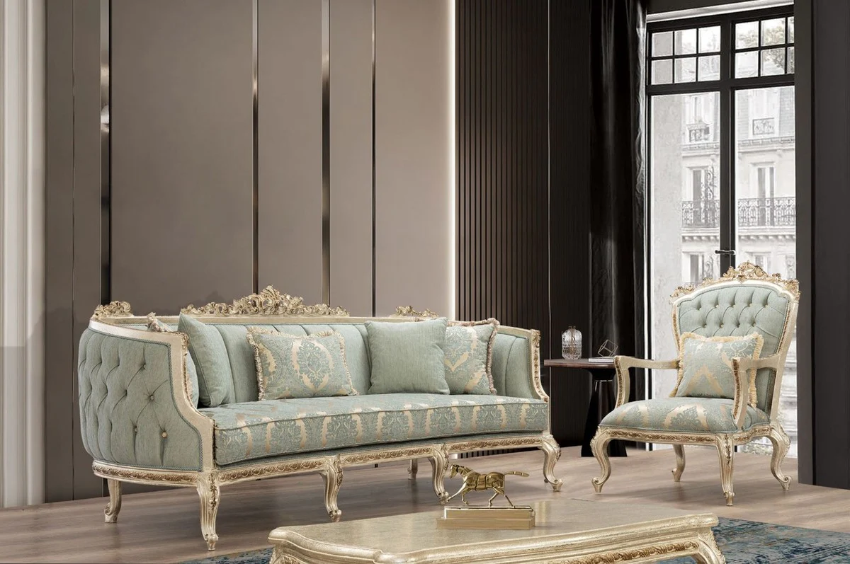 Luxus Barock Couchtisch Antik Gold - Prunkvoller Massivholz Wohnzimmertisch im Barockstil - Barock Wohnzimmer Möbel - Edel & Prunkvoll