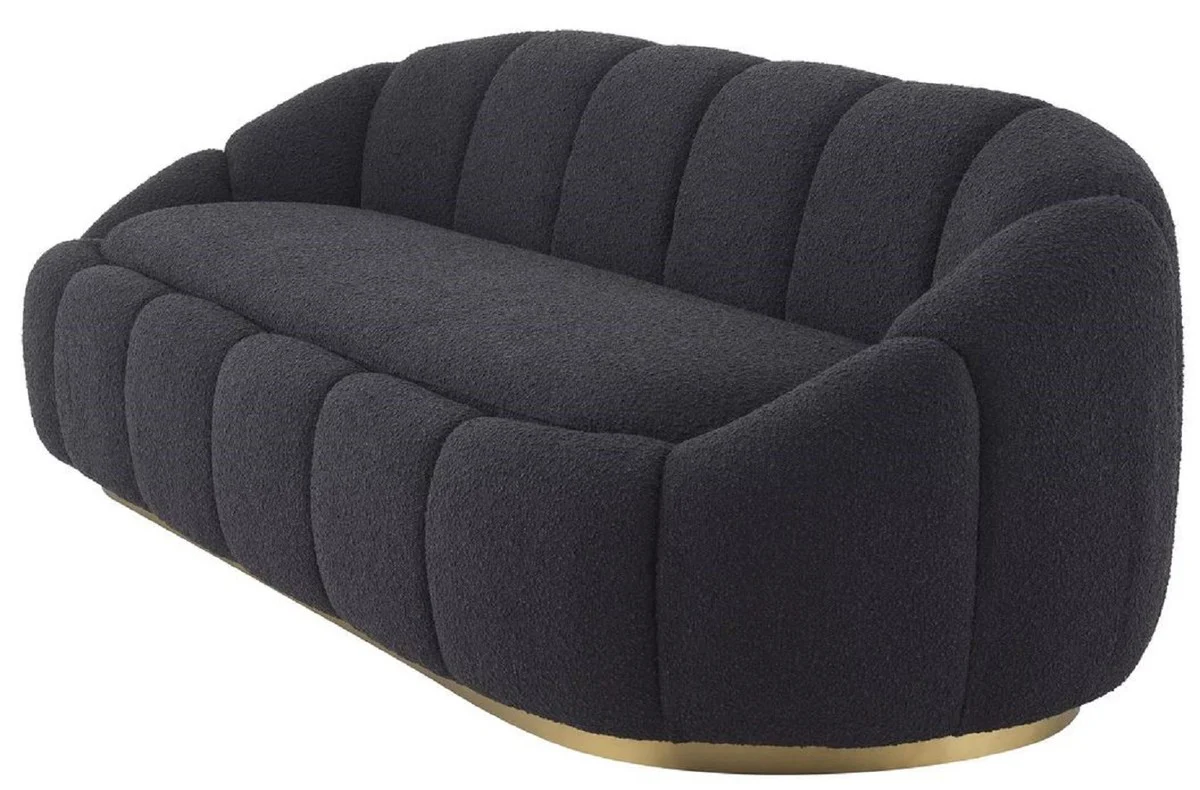 Luxus Sofa Schwarz / Messingfarben 230 x 80 x H. 71 cm - Wohnzimmer & Hotel Sofa - Wohnzimmer & Hotel Möbel - Luxus Qualität