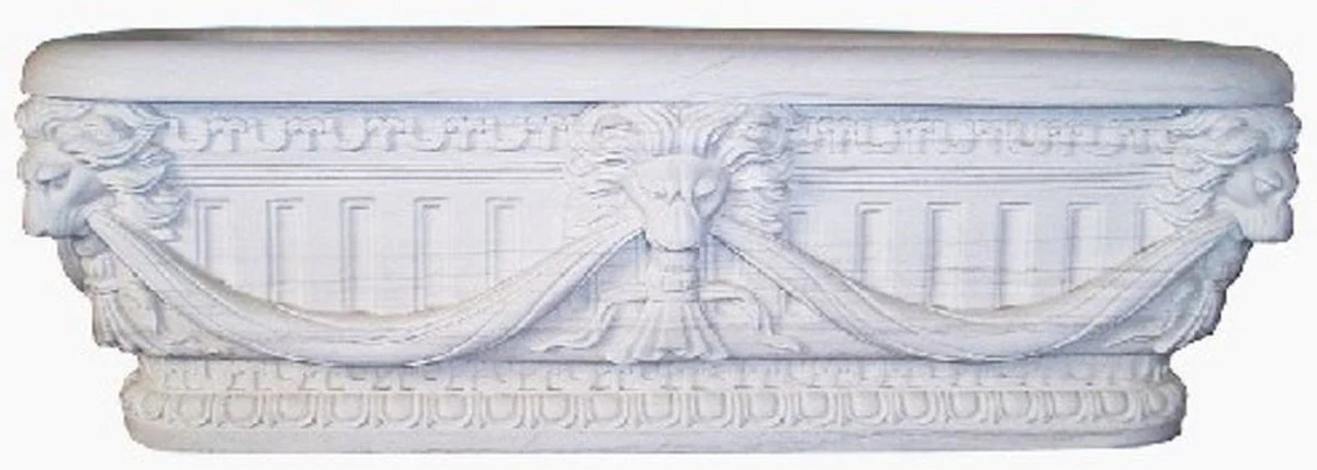 Luxus Barock Badewanne Löwenkopf Weiß 180 cm - Freistehende Marmor Badewanne - Barock Bad Accessoires - Edel & Prunkvoll