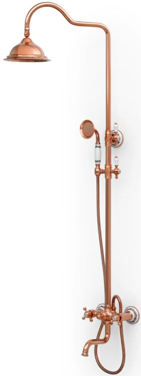 Luxus Jugendstil Badewannenarmatur mit Überkopfbrause und Handbrause - Verschiedene Farben - Duscharmaturen Set - Retro Badezimmer Duschgarnitur