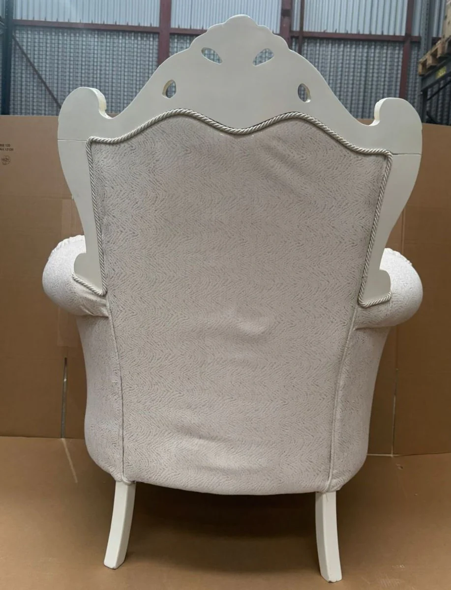 Barock Wohnzimmer Sessel mit Kissen Grau / Weiß / Gold - Barock Möbel