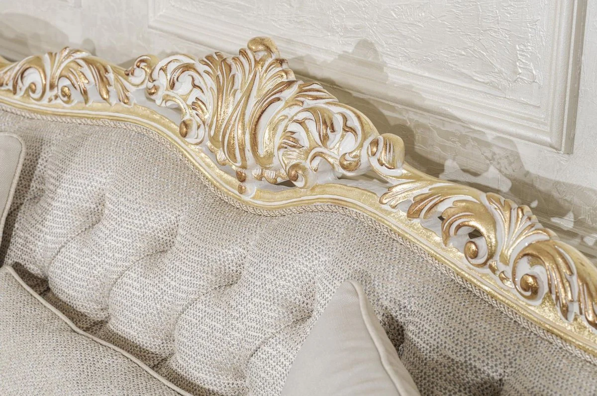 Luxus Barock Wohnzimmer Sofa Grau / Gold 292 cm - Barock Möbel