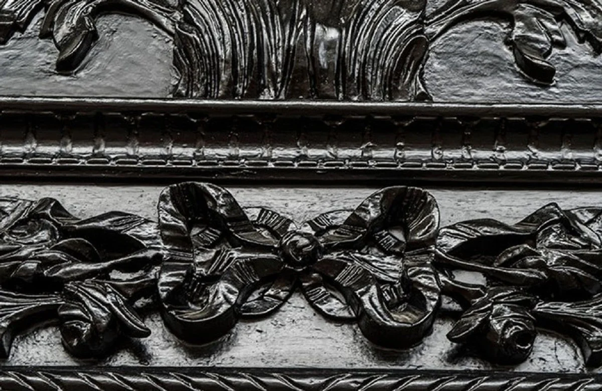 Barock Spiegel Schwarz - Barockstil Spiegel mit eleganten Verzierungen - Riesiger Barockstil Wandspiegel - Barock Garderoben Spiegel - Barock Möbel - Möbel Barockstil