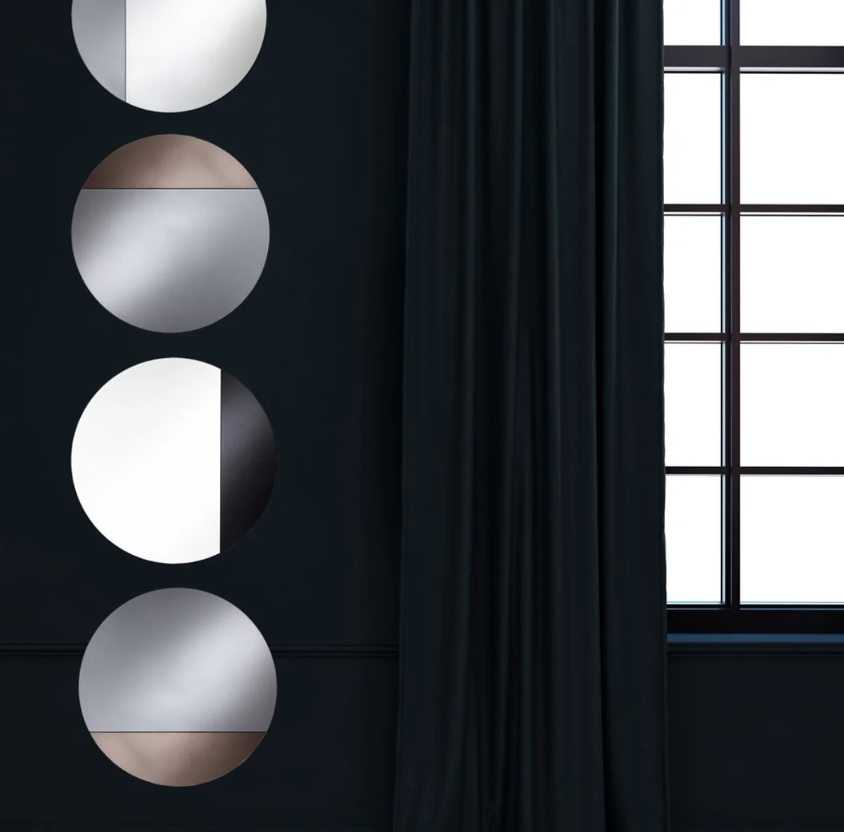 Luxus Spiegel Grau Ø 58 cm - Designermöbel & Accessoires