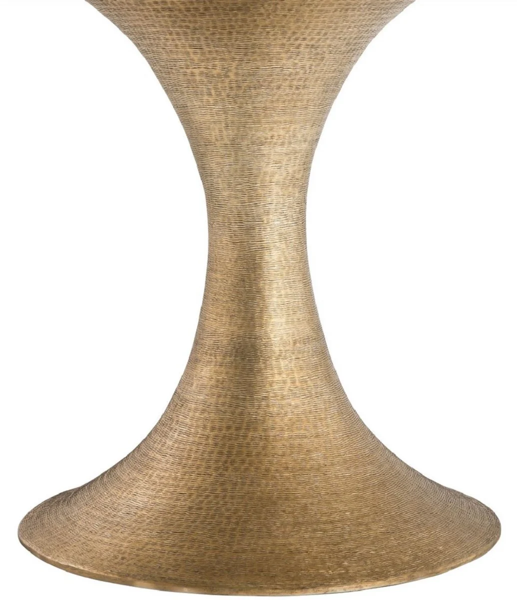 Luxus Esstisch Naturfarben / Messing Ø 140 x H. 76 cm - Runder Küchentisch - Luxus Esszimmer Möbel