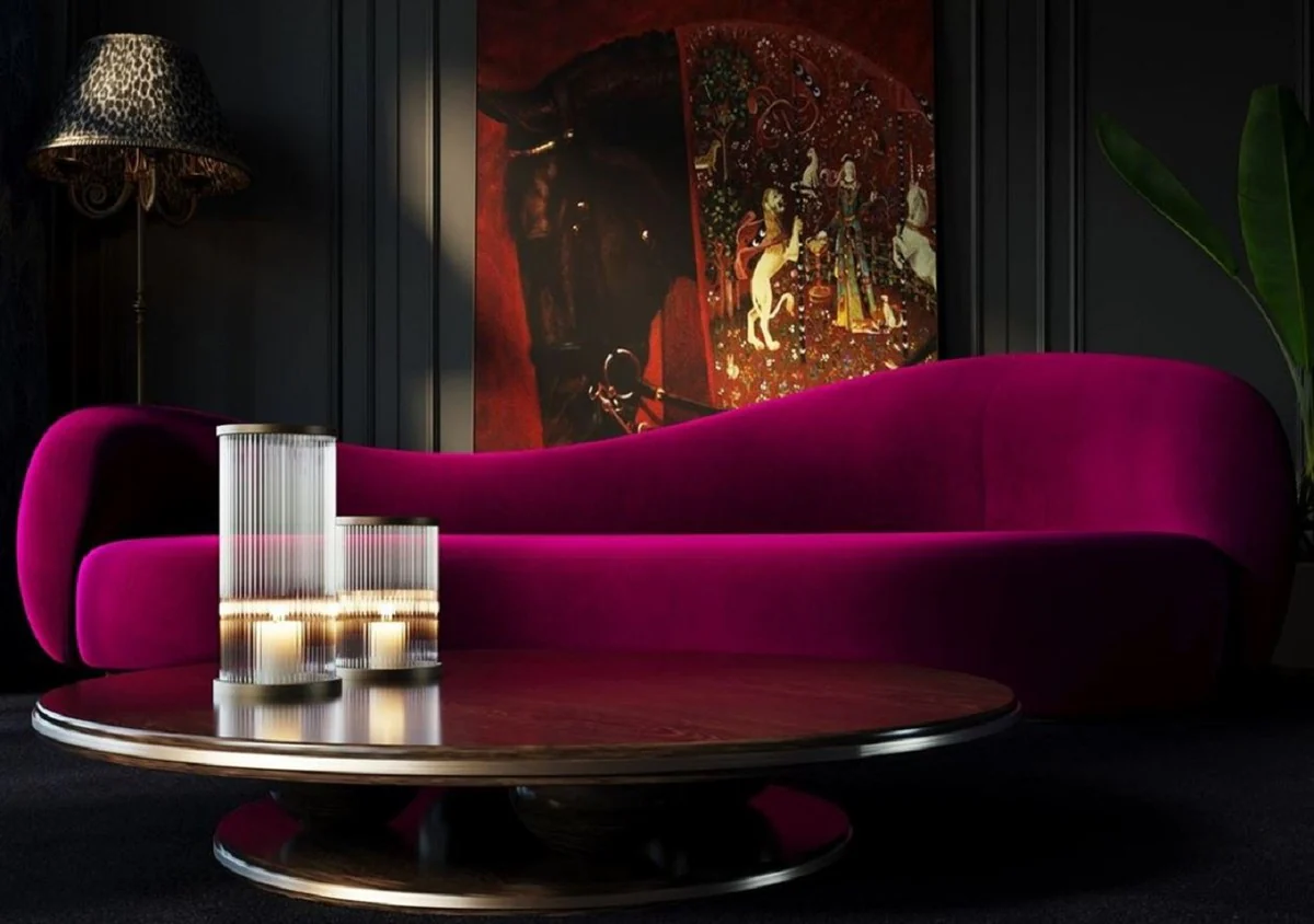 Luxus Samt Sofa Lila 280 cm - Wohnzimmer Sofa & Hotel Möbel