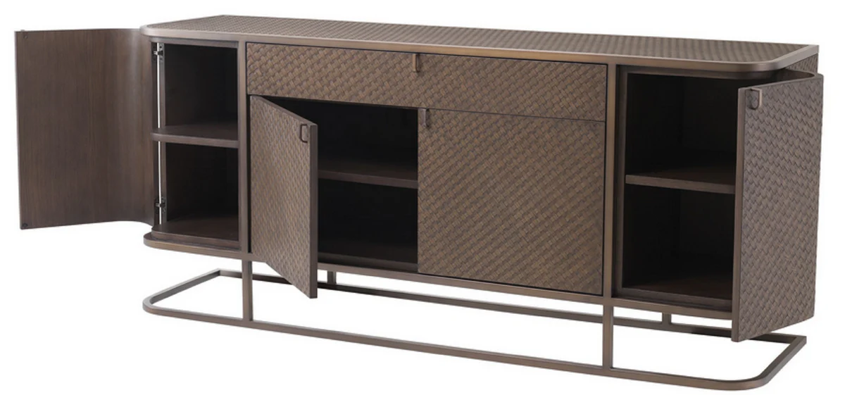 Luxus Kommode mit 4 Türen und Schublade Braun / Bronze 170 x 46 x H. 75 cm - Luxus Qualität