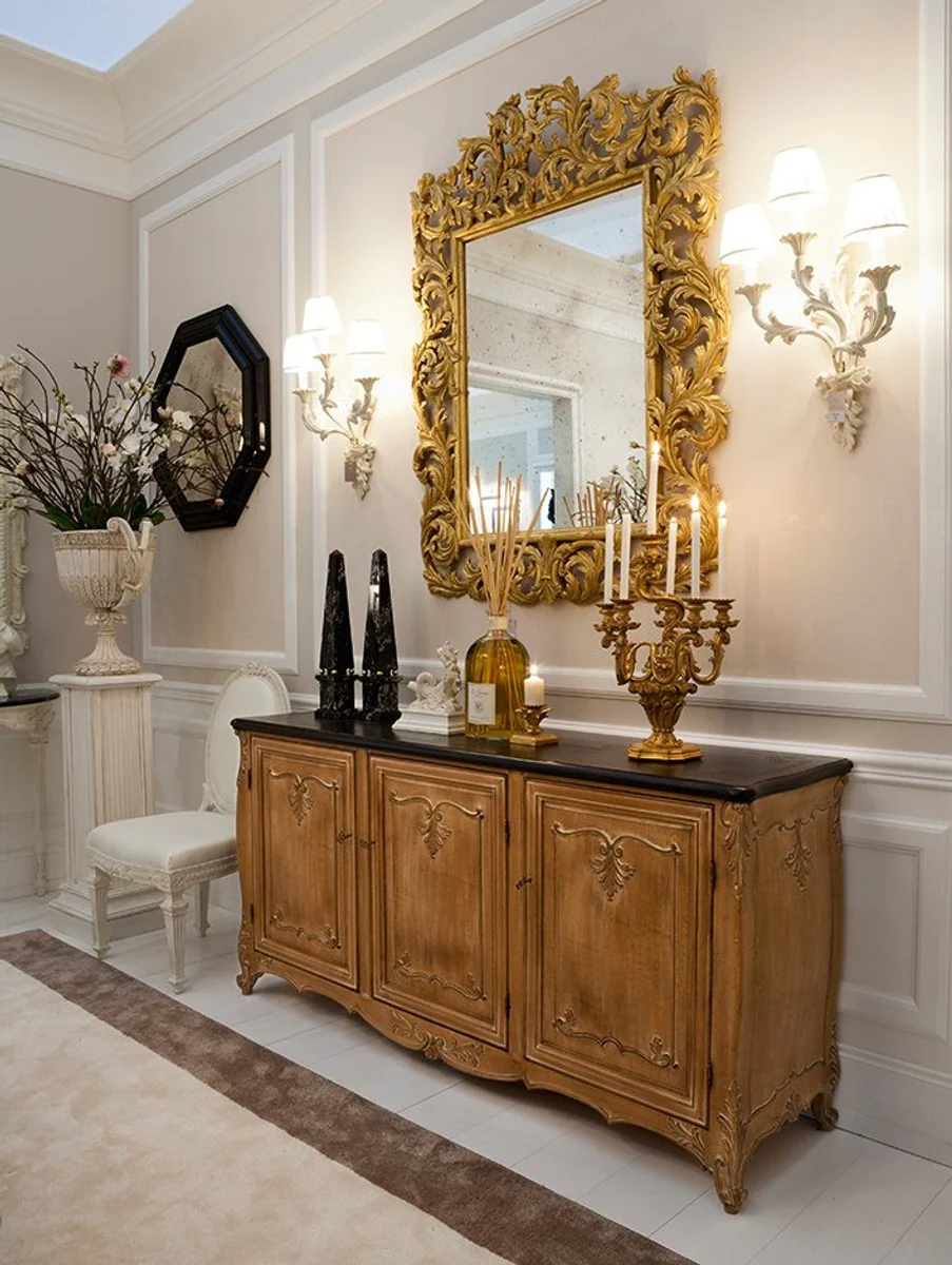 Luxus Barock Spiegel Antik Gold mit antikem Spiegelglas - Prunkvoller italienischer Barockstil Wandspiegel - Luxus Möbel im Barockstil - Handgefertigte Barock Möbel - Made in Italy