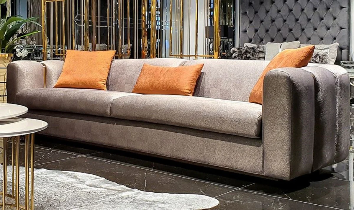 Luxus Sofa Silber / Gold 240 x 95 x H. 85 cm - Wohnzimmer Sofa - Hotel Sofa - Luxus Möbel
