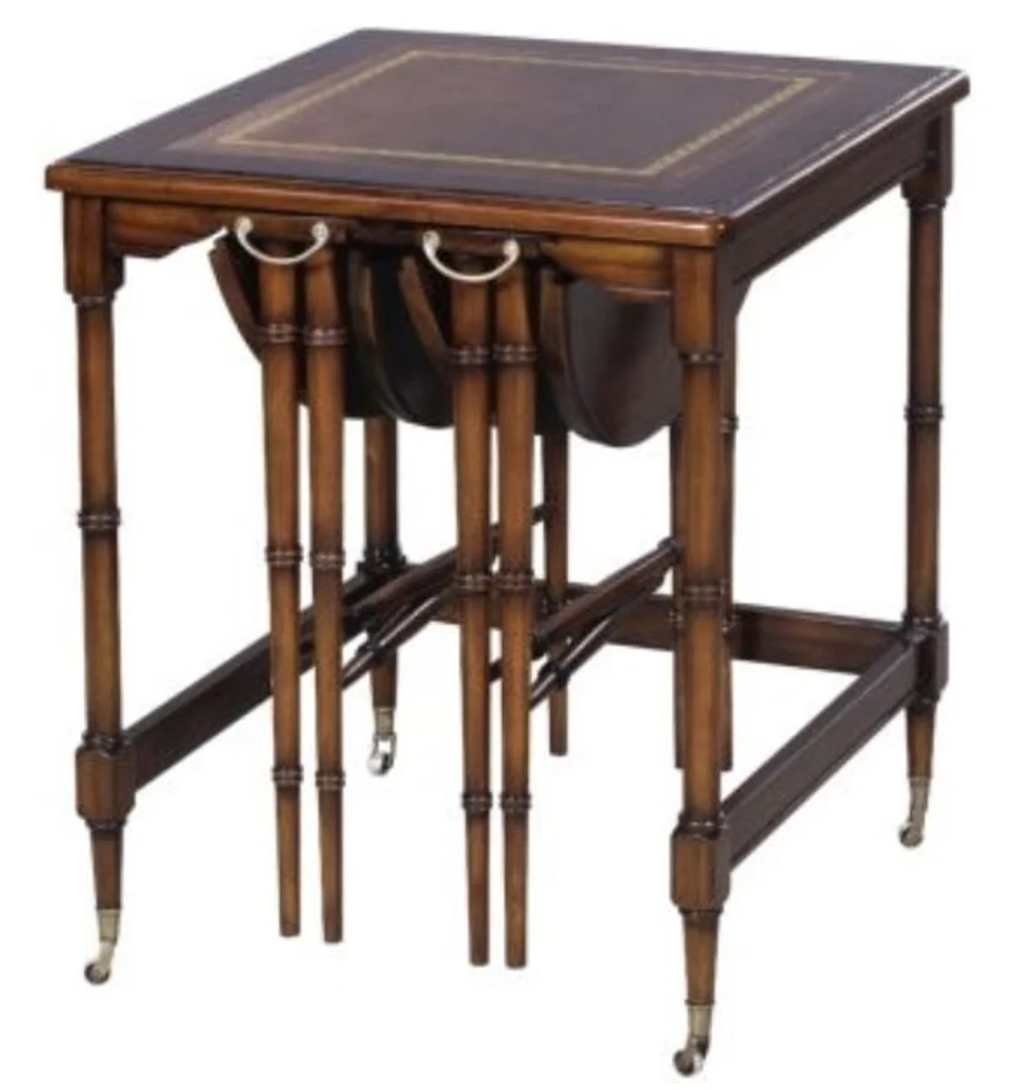 Luxus Mahagoni Beistelltisch Set Braun 48 x 48 x H. 59 cm - Hotel Möbel