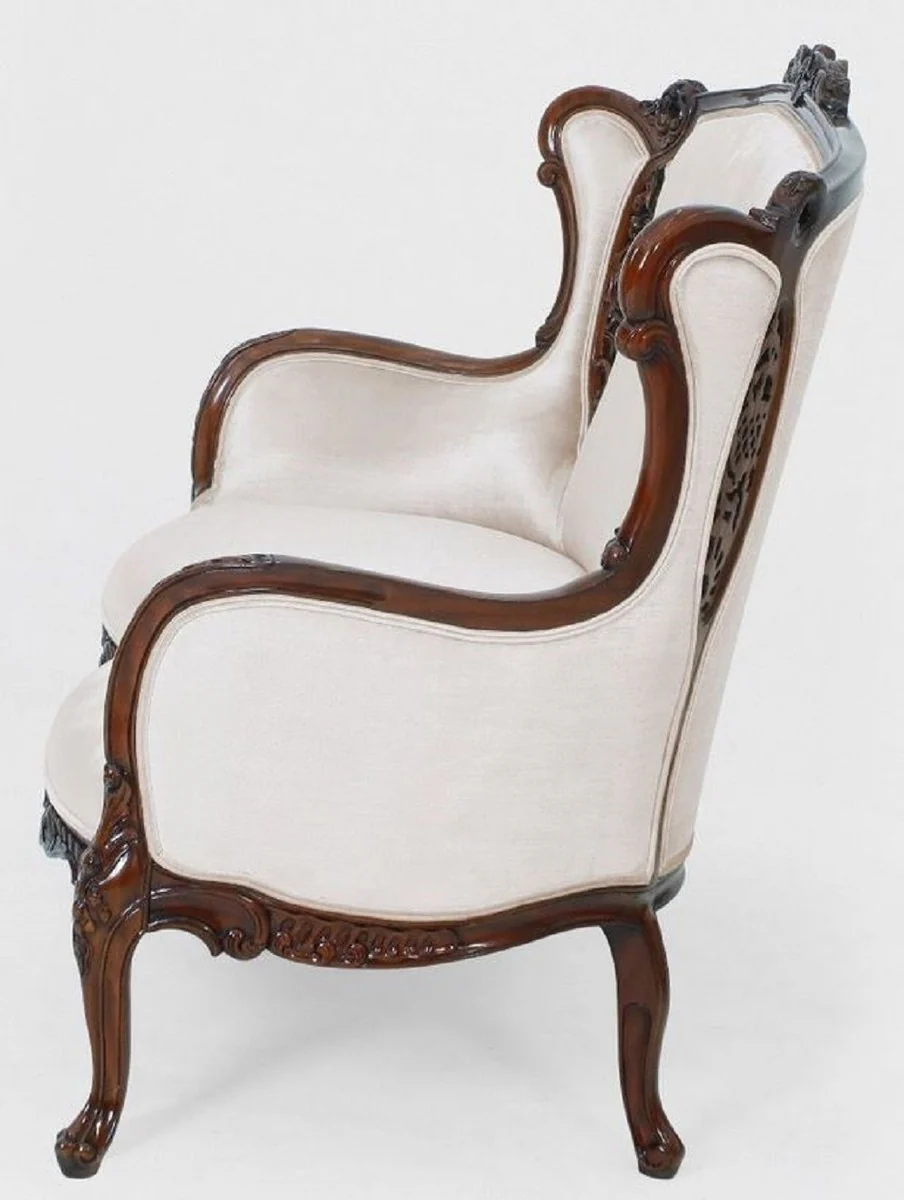 Luxus Barock Sofa Weiß / Braun - Prunkvolles Wohnzimmer Sofa im Barockstil - Barock Wohnzimmer & Hotel Möbel - Edel & Prunkvoll