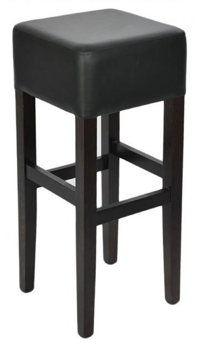 Landhausstil Barhocker Schwarz H. 80 cm - Gepolsteter Massivholz Barstuhl