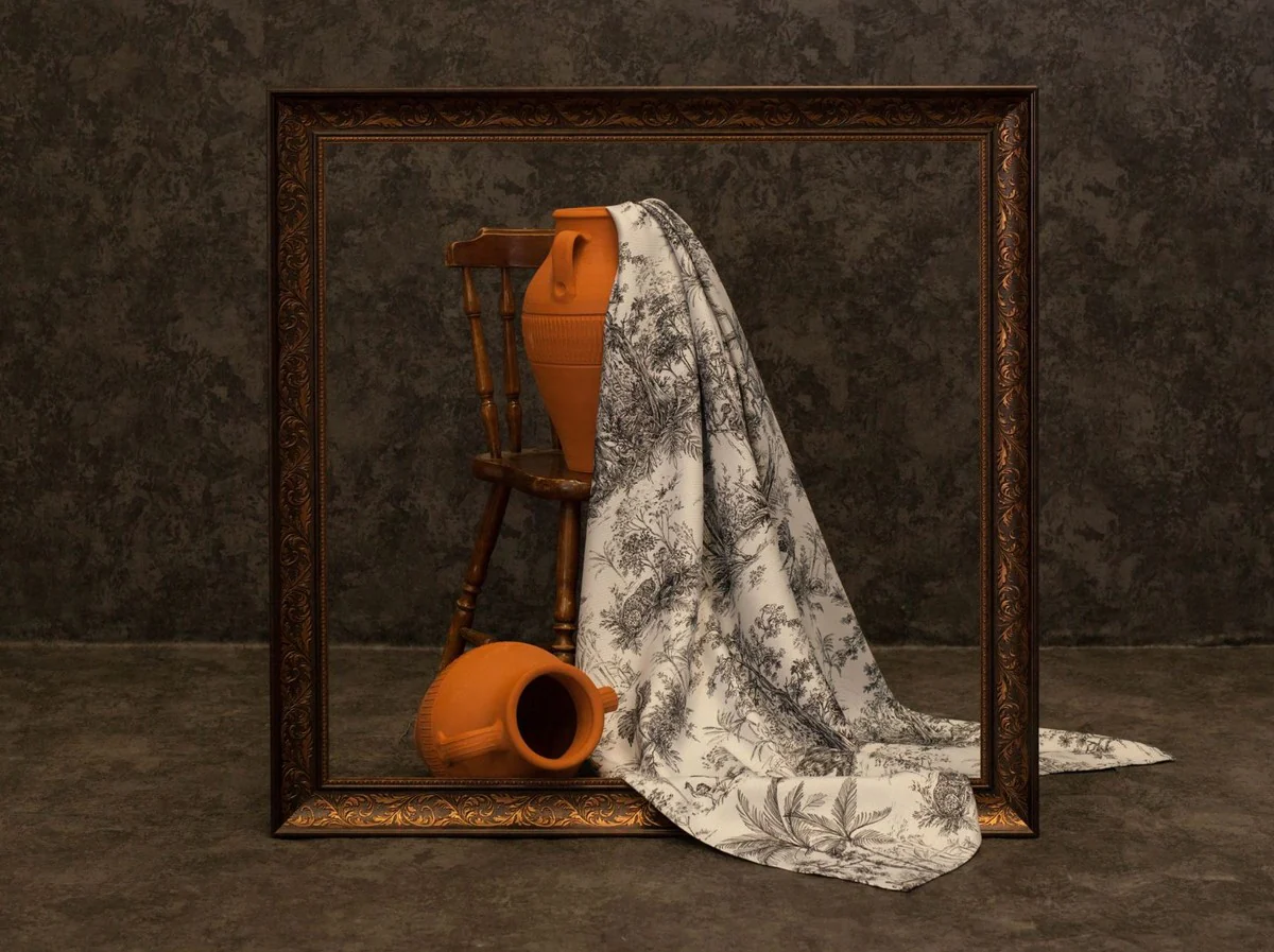 Luxus Vorhang Set Dschungel Weiß / Schwarz 250 x H. 290 cm - Bedruckte Leinen & Samt Vorhänge - Ösenvorhänge - Schiebevorhänge - Wohnzimmer Schlafzimmer Vorhänge