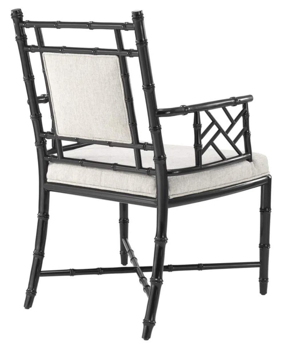Luxus Esszimmerstuhl mit Armlehnen Piano Schwarz / Naturfarben 63 x 65 x H. 94 cm - Esszimmer & Wintergarten Möbel