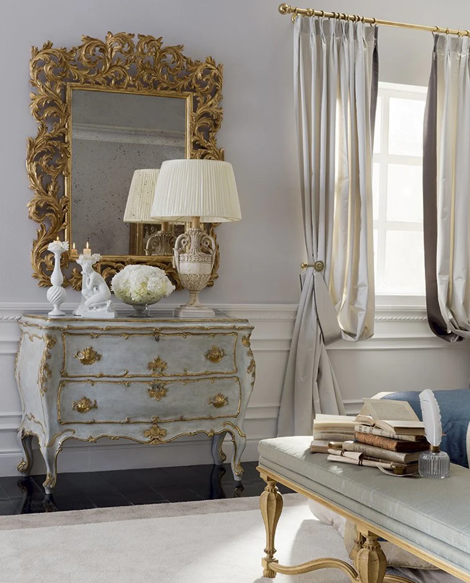 Luxus Barock Spiegel Antik Gold mit antikem Spiegelglas - Prunkvoller italienischer Barockstil Wandspiegel - Luxus Möbel im Barockstil - Handgefertigte Barock Möbel - Made in Italy