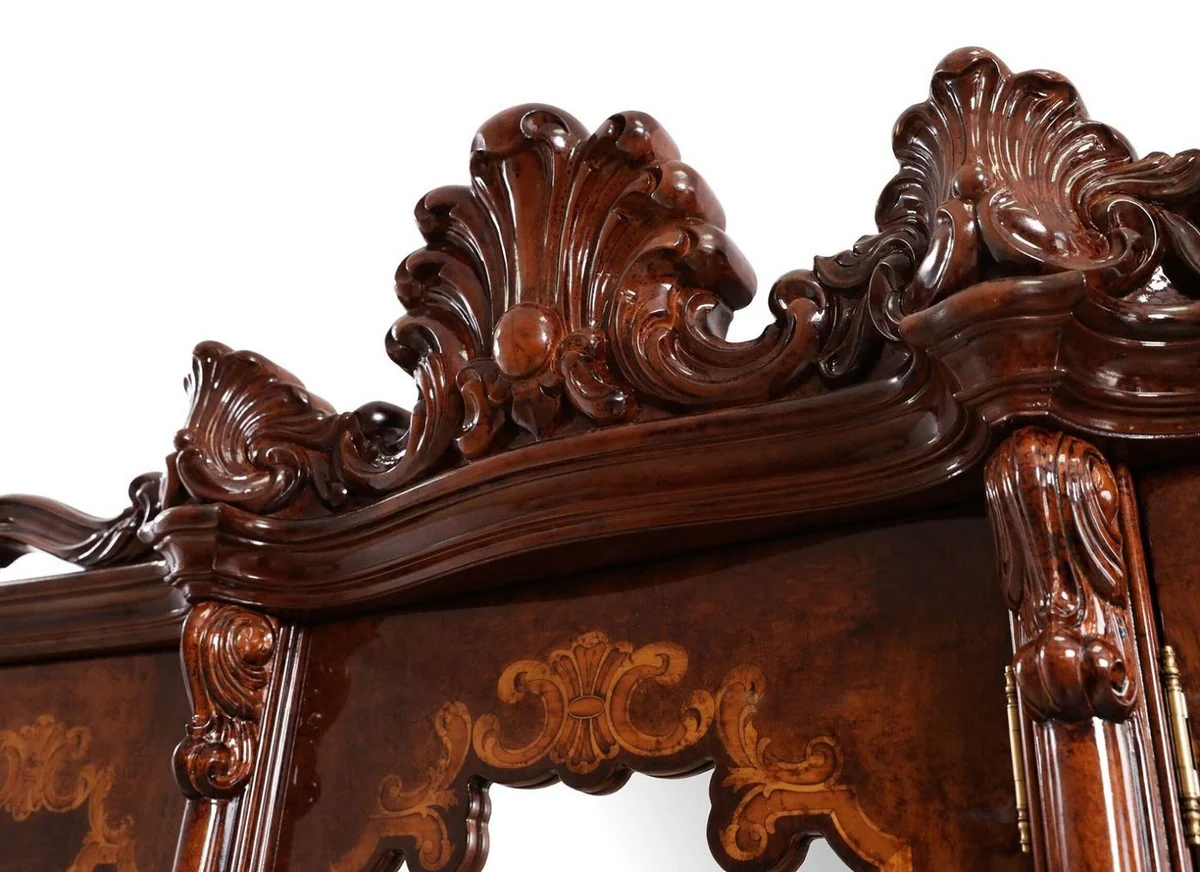 Luxus Barock Schlafzimmer Schrank mit 5 Türen Braun 305 cm - Barock Möbel