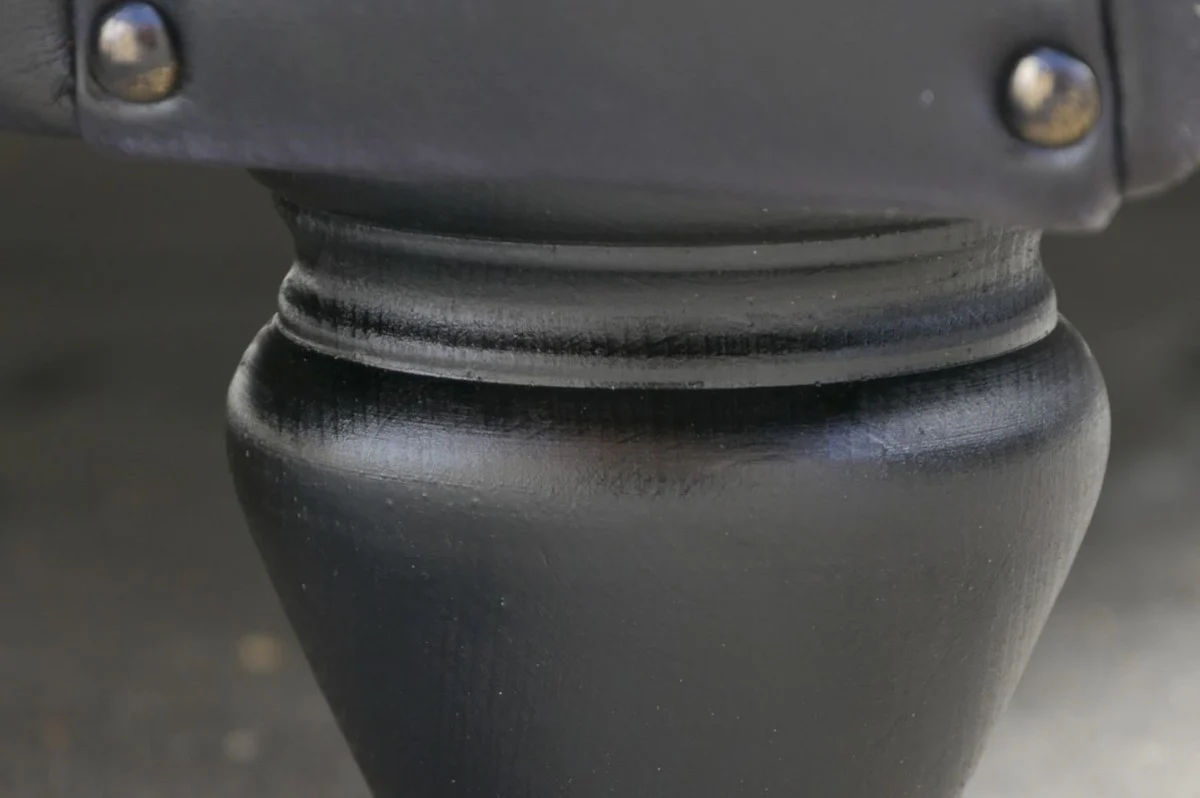 Luxus Chesterfield Leder Sofa Vintage Schwarz 200 x 100 x H. 80 cm - Echtleder Wohnzimmer Sofa - Wohnzimmer Möbel - Chesterfield Möbel - Luxus Möbel - Luxus Wohnzimmer Einrichtung