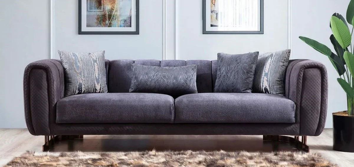 Luxus Sofa Lila / Kupfer 240 x 100 x H. 60 cm - Modernes Wohnzimmer Sofa - Luxus Wohnzimmer Möbel