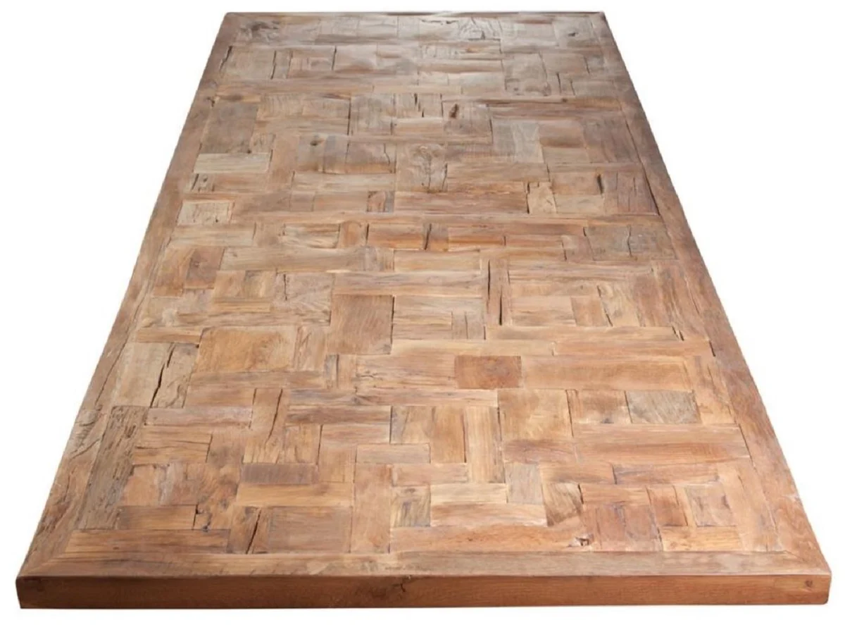 Landhausstil Esstisch Naturfarben / Weiß - Verschiedene Größen - Rechteckiger Rustikaler Massivholz Küchentisch - Rustikale Esszimmer Möbel - Landhausstil Esszimmer Möbel