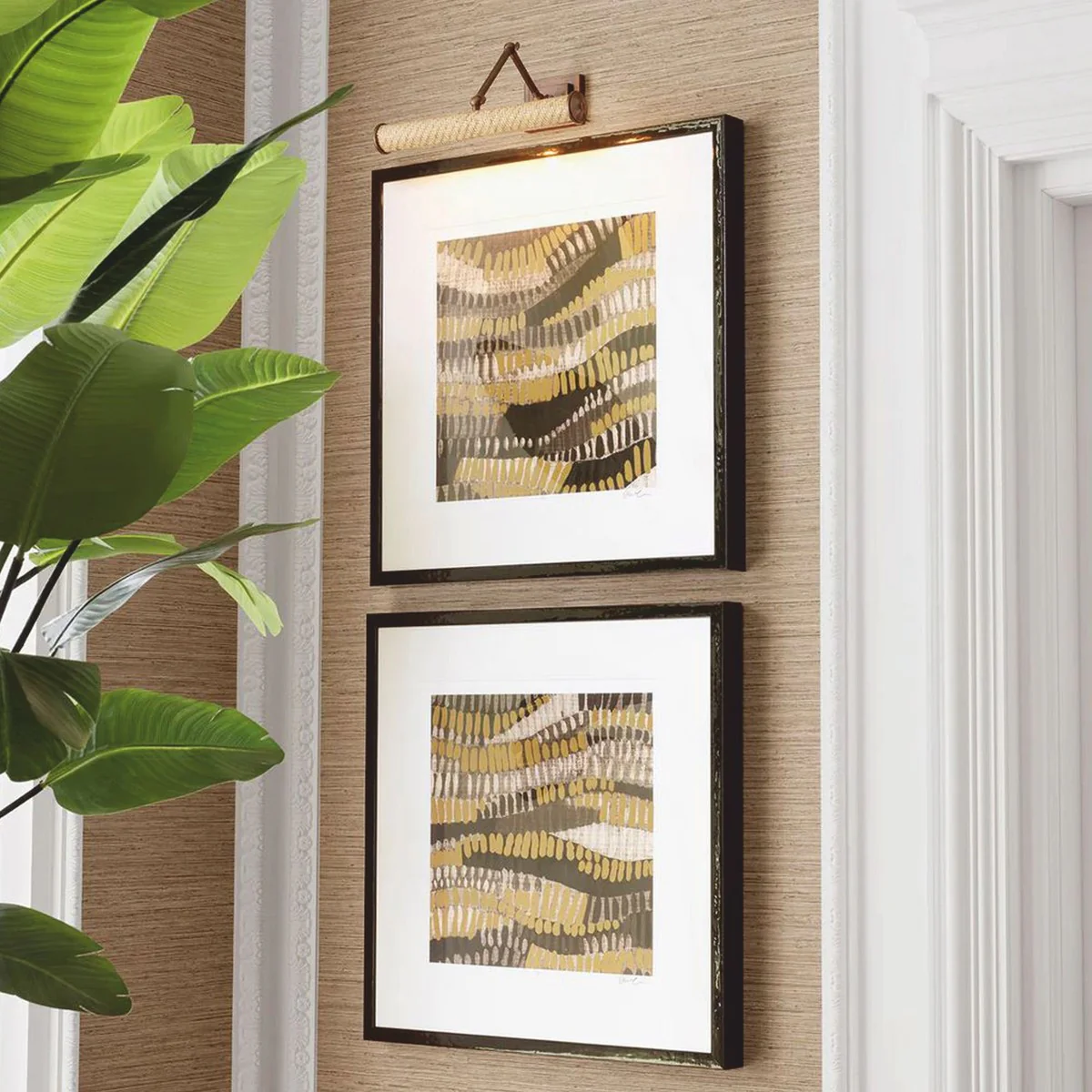 Luxus Wandleuchte Antik Messing / Naturfarben 43 cm - Luxus Leuchten