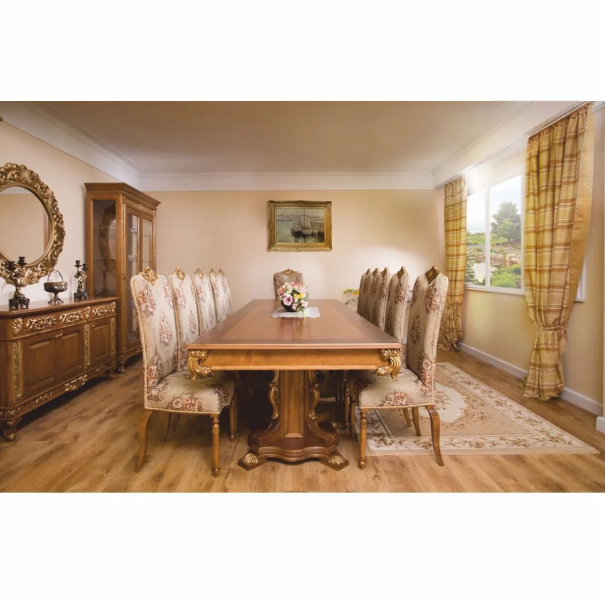 Luxus Barock Esszimmer Stuhl Braun / Gold H. 120 cm - Barockstil Möbel