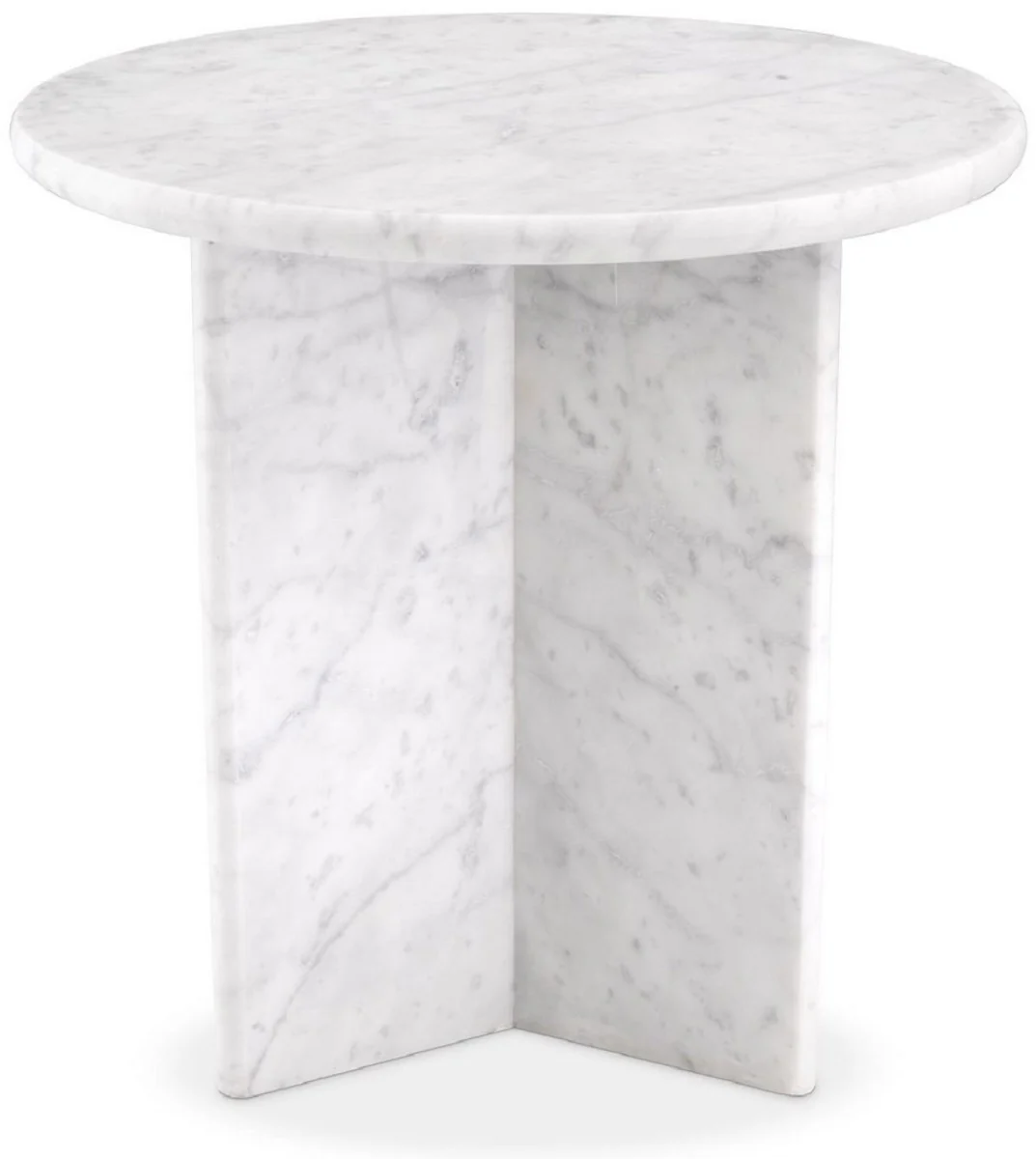 Luxus Beistelltisch Weiß Ø 45 x H. 45 cm - Runder Beistelltisch aus hochwertigem Carrara Marmor - Luxus Marmor Möbel