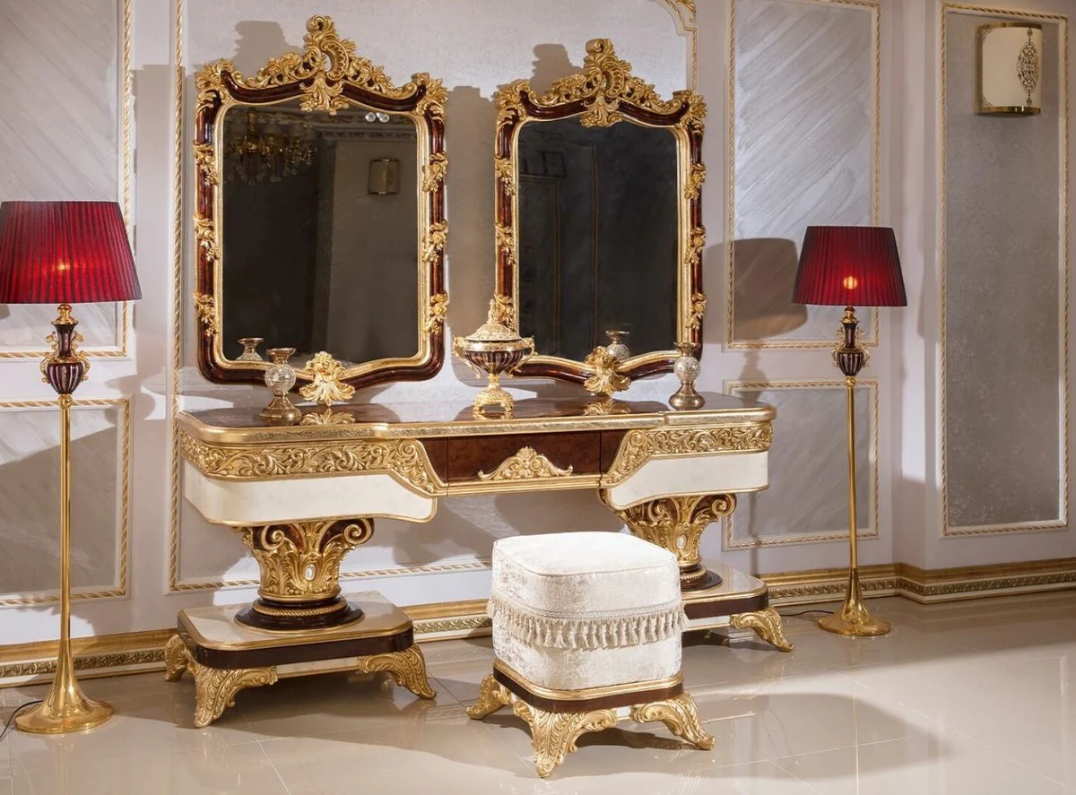 Luxus Barock Spiegel Braun / Gold H. 127 cm - Barock Möbel