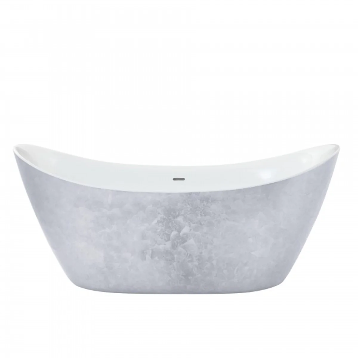 Art Deco Badewanne freistehend Edelstahleffekt Modell He-Hyl 1730mm - Freistehende Retro Antik Jugendstil Badewanne