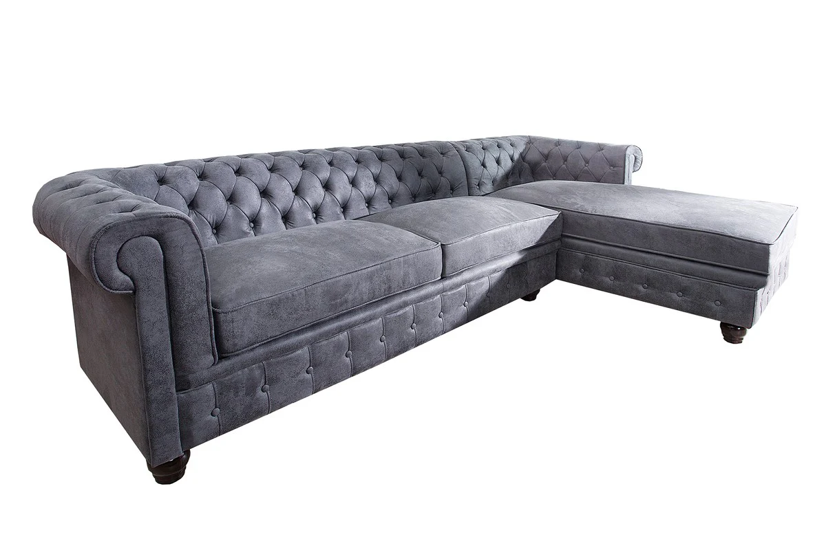 Chesterfield Ecksofa in Antikgrau - Wohnzimmer Möbel - Couch