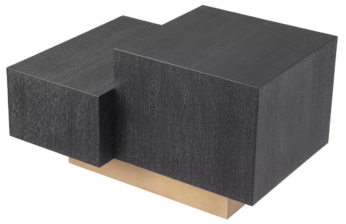 Luxus Beistelltisch Schwarzgrau / Messingfarben 70,5 x 50 x H. 40,5 cm - Moderner Wohnzimmer Tisch - Luxus Designer Möbel