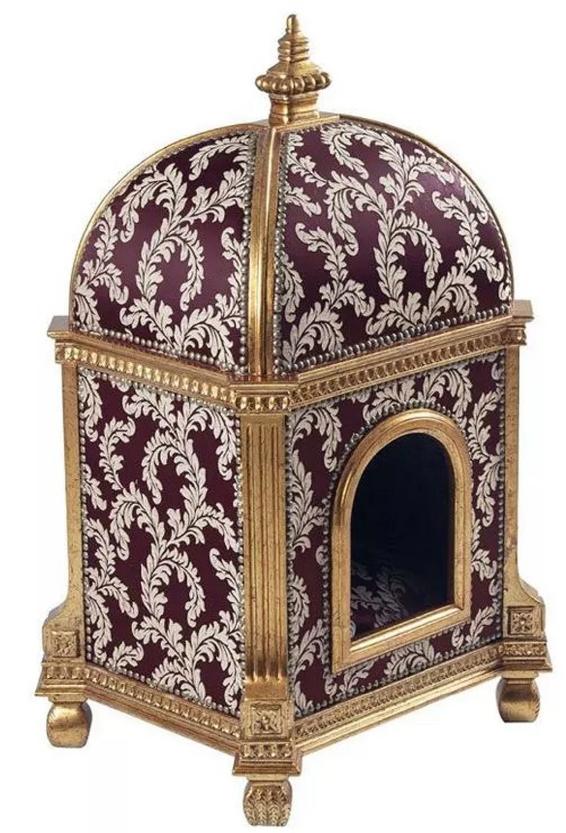 Barock Katzenhaus Lila / Gold H. 94 cm - Barock Tiermöbel