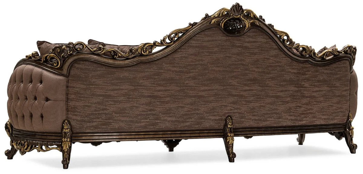 Luxus Barock Wohnzimmer Set Grau / Braun / Gold - 2 Barock Sofas & 2 Barock Sessel & 1 Barock Couchtisch - Luxus Wohnzimmer Möbel im Barockstil - Barock Möbel - Edel & Prunkvoll